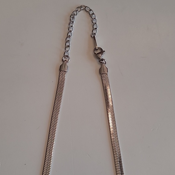 Stainless Steel Silver Herringbone Necklace 5mm Snake Chain 8" Hang Length - Picture 10 of 17